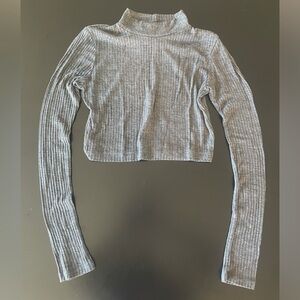 Topshop Ribbed Mock Neck Crop Top